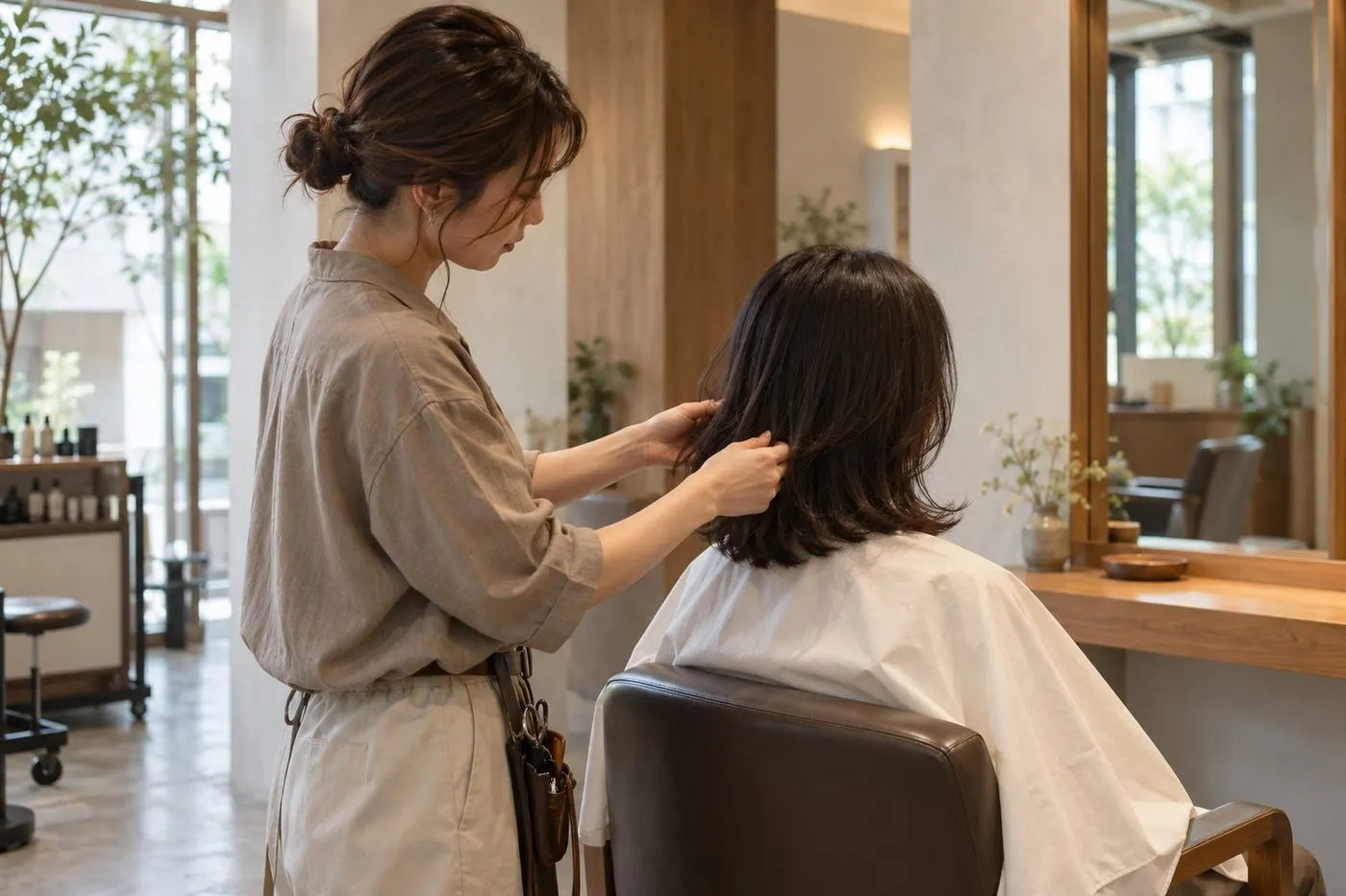 ヘアスタイリストの施術イメージ写真